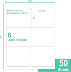 L LIKED 3-1/3" x 4" Printable White Sticker Labels, 300 Labels for Laser/Inkjet Printing - Matte (300 Labels, 50 Sheets)