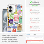 MOSNOVO Case for iPhone 16, [Buffertech 6.6ft Military-Grade Drop Protection] [Anti Peel Off Tech] Clear TPU Bumper Phone Case Cover Design - Air Ticket Labels