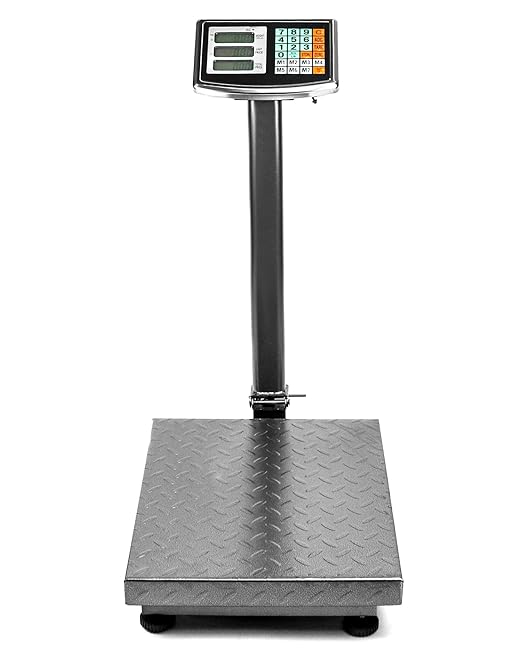 QWORK Foldable 600LB Weight Computing Postal Scale, Floor Platform Digital Scale, Accurate Warehouse Large Shipping Mailing LB/KG Calculator