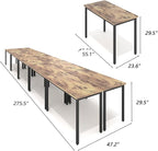 Bonzy Home Conference Tables 23ft Office Computer Desk for Meeting Room Study Writing Printer Podcast Table for 24 People Rustic Brown 10PCS 275.5"x47.2"x29.5"