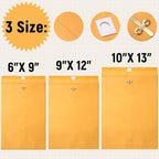 Ctosree 300 Pcs Manilla Envelopes Clasp Envelopes Bulk Brown Kraft Catalog Letter with Clasp Closure and Gummed Seal 28lb Heavyweight Paper (6 x 9 Inch,9 x 12 Inch,10 x 13 Inch)