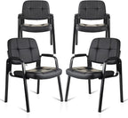 CLATINA Waiting Room Guest Chair with Bonded Leather Padded Arm Rest for Office Reception and Conference Desk Black 4 Pack