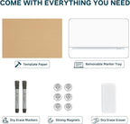 J&J worldwide Glass Whiteboard, Magnetic Brilliance White Glass Dry Erase Board 8' x 4', Includes Markers, Marker Tray, Eraser for Wall, Office, Home, School