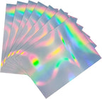 Printable Holographic Silver Sticker Paper, Laser & Inkjet Printable 8.5 x 11 Inches Dries Quickly Stickers Rainbow Vinyl Label 22 pcs