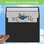 50 Packs 5x7 A7 Envelopes for Invitations, Photos, Greeting Cards - Self Seal for Weddings, Mailing (Black)