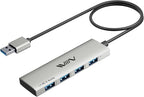 USB 3.0 Hub,4 Port USB Splitter Extender Portable Adapter Multiport Data Hub for Laptop,Xbox,Flash Drive,HDD,Console,Camera,Keyborad,Mouse Windows,Mac OS PC,Not Designed to Charge Devices-Silver