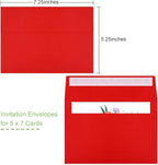 50 Pack 5x7 Envelopes - Self Seal for Weddings, Invitations, Photos, Greeting Cards & Mailing (Red)