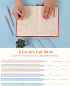 SKYDUE Cute School Supplies 44 PCS, Aesthetic Pencil Case with 12 Pastel Highlighters, 5 Black Gel Pens, 6 Color Gel Pens & Mechanical Pencils, College Essentials Students Stationary Set Purple