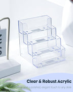 Uniclife Acrylic Business Card Holder for Desk 4 Slots Clear Business Card Display Stand for Men & Women Desktop Business Card Organizer Card Stand for Office Home Exhibition, 240 Card Capacity
