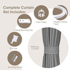 Room Divider Curtains & Flexible Bendable Tracks Set,Privacy Dividers Ceiling Track Curtain Window Blackout Curtains for Living Room Bedroom (W180 × H84 in 1 Panel Grey Drape & White Rail)