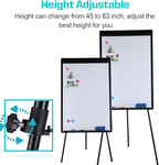 2 Pack Dry Erase Easel 36" x 24", Height Adjustable Magnetic White Board Easel with Tripod Stand, Office Presentation Easel Board with Flipchart Pad, Magnets & Eraser, Black