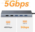 USB C Docking Station Dual Monitor for Dell HP Lenovo Surface Laptop USB Hub for Laptop Adapter, Docking Station Dual Monitor HDMI USB C Dongle with 2 HDMI DP 5 USB Ports 100 W PD SD TF Ethernet Audio