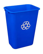 Amazon Basics Trash Can, Rectangular Commercial Office Wastebasket, Recycle Logo, 10 Gallon (Pack of 1), Blue (Previously AmazonCommercial Brand)