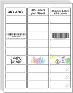 MFLABEL Address Labels, 1" x2-5/8 Mailing Labels, 30-UP White Shipping Labels for Inkjet or Laser Printer, 3000 Sticker Labels (100 Sheets), 30 Labels per Sheet