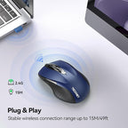 TECKNET Wireless Mouse for Laptop, Silent Mouse Quiet Click, Computer Mice Wireless, 6 Adjustable 4000 DPI Computer Mice - Blue