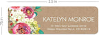 Kraft Faux Look Floral Rolled Address Labels/Roll of 500 Personalized Address Labels/Designer Return Address Stickers in Elegant Plastic Dispenser