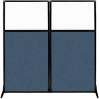 Versare Workstation Partition | Portable Wall Divider | Modern Office Cubicle | Free Standing Privacy Screen | Flexible Work Space | 66" x 70" W/Window, Caribbean Fabric Panels