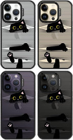 MOSNOVO Case for iPhone 14 Pro, [10ft 4X Military-Grade Drop Protection] Durable & Shockproof Phone Case Cover Design for iPhone 14 Pro - Hidden Black Cat - Clear Black