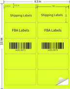 STARLIBOO Shipping Labels Stickers, 2"×4" Printable Fluorescent Mailing Labels for Laser/Inkjet Printing- Matte, Permanent Adhesive Stickers (20 Sheets, Fluorescent Yellow)