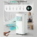 Portable Air Conditioner 8000 BTU (ASHRAE), 3-in-1 Mode AC Cools Up to 350 Sq. Ft., LED Display & Remote Control, 24H Timer, AC Unit with Window Kits for Bedroom/Dorm/Office(White)