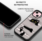 MOSNOVO Case for iPhone 15, [10ft 4X Military-Grade Drop Protection] Durable & Shockproof Phone Case Cover Design for iPhone 15 - Hidden Black Cat - Clear Black