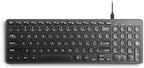 Perixx PERIBOARD-215B US, Wired Keyboard - Ultra Slim Scissor Keys - 2 Built-in USB-A & USB-C Ports - Detachable Cable - Black - US English