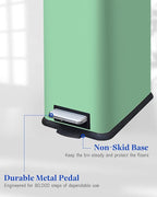 JM.YIPENG Bathroom Rubbish Bin, 5 Litre Cosmetic Bin, Small Waste Bin with Soft Close Lid, Bathroom Bin for Toilet, Bathroom, Bedroom, Living Room, Green