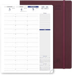 POPRUN Academic Planner 2025-2026, 8.5'' x 11.25'', Quarter-Hourly Appointment Book (July 2025-June 2026) with PU Leather Soft Cover, Dual Pockets, Monthly Tabs, 100GSM Thick Paper - Claret