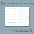 POPRUN Weekly Planner 2026 Pocket Size Calendar (4" x 6.25") 12 Months Notebook with Horizontal Layout, Leather Soft Cover, Inner Pocket, 100GSM Thick Paper, Pen Holder - Lilac