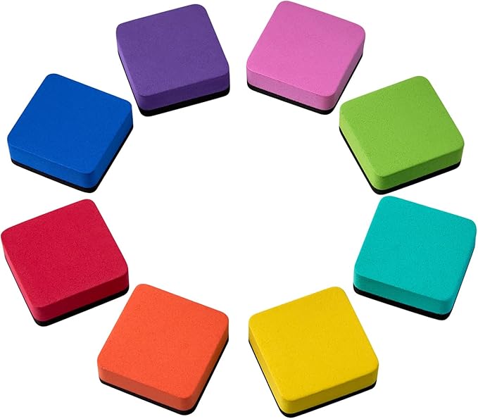 Dry Erase Erasers, Eeoyu 40 Pack Magnetic Whiteboard Dry Erasers Chalkboard Cleaner Wiper for Kids and Classroom Teacher Supplies Home and Office, 8 Color