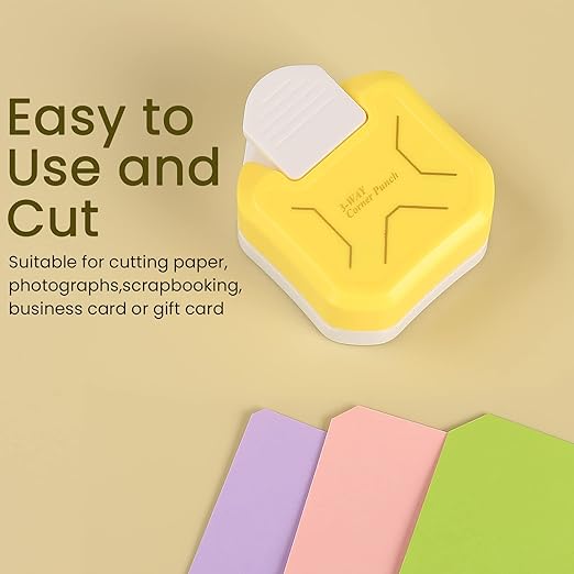 MyArTool 3 in 1 Chamfer Corner Punch, 3 Way Craft Paper Corner Cutter for Paper Crafts, Laminate, Cardstock, Business Card, DIY Projects, Photo, Card Making and Scrapbooking