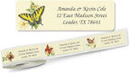Butterflies Rolled Personalized Return Address Mailing Labels with Dispenser, Set of 250, 5 Designs, Small ¾ x 2½ Inch Size, Custom Self-Adhesive Sticker Roll, by Colorful Images