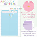 Geyee 100 Pcs Clasp Manilla Envelopes 9 x 12 Inch Gummed Colored Envelopes for Storing or Mailing for Home Office Business Supplies(Pastel Color)