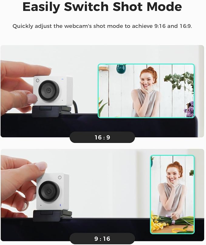 OBSBOT Meet SE 1080P 100FPS Webcam for PC, AI Framing Streaming Camera with 1/2.8" Sensor, Beauty Mode, Gesture Control, Staggered HDR, Web Camera for Desktop Computer, Laptop, Meeting. (Cloud White)