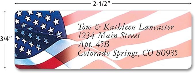 Colorful Images American Glory Patriotic Rolled Personalized Return Address Mailing Labels with Dispenser, Customize with Name & Shipping Address, 250 ¾” x 2½” Self Adhesive, Easy Peel Label Roll