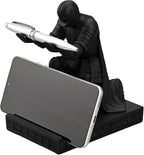 Windbreaker Soldier Knight Pen Holder Personalized Desk Accessory, Mobile Phone & Gaming Controller Holder, Device Stand Gift for Medieval Enthusiasts (Black)