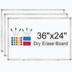H-Qprobd 3' x 2' Whiteboard Dry Erase White Board for Wall 36x24 (3pcs) Magnetic Boards for Office Classroom & Home, Small Wall Whiteboard Including 6 Markers, 20 Magnets, 2 Erasers