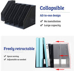 Lemical Magazine Holder 4 Vertical Compartments Collapsible Magazine File Holder Space Saving Rack Home Kitchen Desk Organizer No Need Assemble (Black)