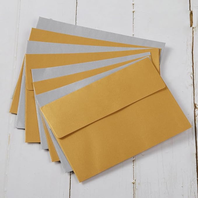 50 Pieces Metallic Color Self Seal Envelopes for Greeting Cards, Invitations, Postcards (Silver, 5x7)