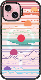 MOSNOVO Magnetic Case for iPhone 15, 10ft Military-Grade Protection, Compatible with Magsafe, Shockproof Phone Case for iPhone 15 - Sunrise and Sunset - Clear Black