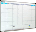 XBoard Magnetic Calendar Whiteboard 60" x 40" - Monthly Calendar Dry Erase Board, White Board + Colorful Calendar Board, Silver Aluminium Framed Monthly Planning Board