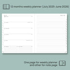 POPRUN Planner 2025-2026 Weekly Notebook (Large 8.5''x 10.5'') Academic Calendar (JUL.25 - JUN.26) Appointment Book with Monthly Tabs, Leather Soft Cover, Inner Pocket, 100 GSM - Cerulean Blue