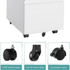 MIIIKO 3 Drawer File Cabinet, Rolling File Cabinet Under Desk, Metal Filing Cabinets for Home Office, Deep Drawers for Hanging Legal Letter Folders, Full Assembled Except Casters