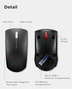 Lenovo Wireless Mouse (WL150) - 2.4G Nano USB-A Ambidextrous Ergonomic Mouse – 3-Million Clicks, 1,000 DPI – Portable Compact Cordless Design - Computer & Laptop Accessories