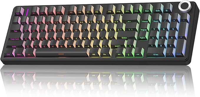 AULA F99 Pro Wireless Mechanical Keyboard-Silent Version,BT5.0/2.4GHz/USB-C Hot Swappable Custom Keyboard,Gasket Structure,Pre-lubed Linear Switches RGB Backlit Computer Gaming Keyboards,Black