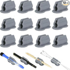12PCS Pen Holder for Desk, Upgraded Adhesive Pen Pencil Holder for Desk Wall Clipboard Car Silicone Pens Markers Pencils Organizer Teacher Supplies Office Supplies (12PCS Gray)