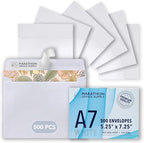 MOS A7 Invitation Envelopes – 5-1/4" X 7-1/4" White Mailing Envelopes Self Seal (500 Count) – 120GSM/ 32LB Bond Heavy Duty – For Greeting Cards, Card Making, RSVP Cards, Wedding Invites
