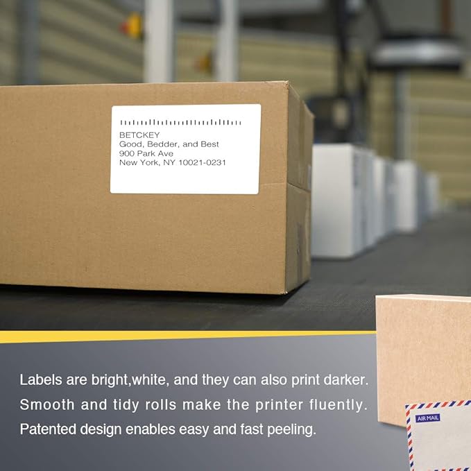 BETCKEY - 3" x 5" (76 mm x 127 mm) Multipurpose & Large Shipping Labels Compatible with Zebra & Rollo Label Printer,Premium Adhesive & Perforated [2 Rolls, 700 Labels]