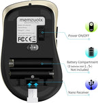 memzuoix 2.4G Wireless Mouse, 1400 DPI Computer Mice with USB Receiver, Portable Wireless USB Battery Powered Cordless Mouse for Laptop, PC, Desktop, 5 Buttons (Black Gold)