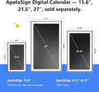 ApoloSign Digital Calendar: 15.6" Wall Planner Electronic Calendar, Smart Touchscreen Interactive Display for Chore Chart, Family Schedules, Supports All Apps via Google Play (Gray Wood, 15.6-inch)